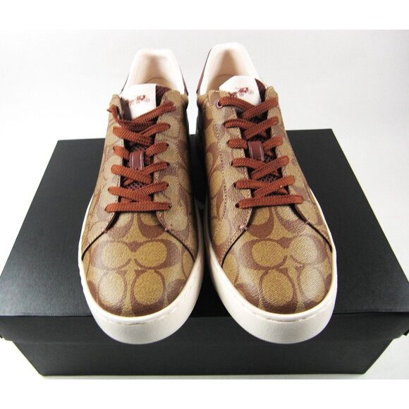 Coach SLP SIGNATURE Brown Low Top Sneakers Khaki/Saddle Size 11D - Picture 1 of 11
